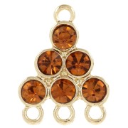 18x13.5mm Chandelier pendant with glass cabochons - Topaz - Gold x1|raw }}