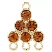 Pendentif chandelier 18x13.5 mm avec cabochons en verre - Topaz - Doré x1