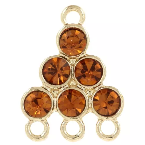 18x13.5mm Chandelier pendant with glass cabochons - Topaz - Gold x1