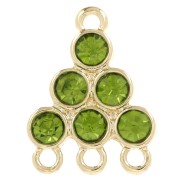 18x13.5mm Chandelier pendant with glass cabochons - Olive - Gold x1