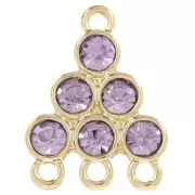 Pendentif chandelier 18x13.5 mm avec cabochons en verre - Lilas - Doré x1