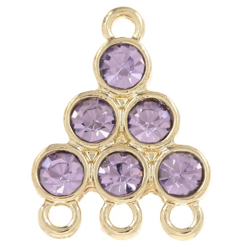 18x13.5mm Chandelier pendant with glass cabochons - Lilac - Gold x1