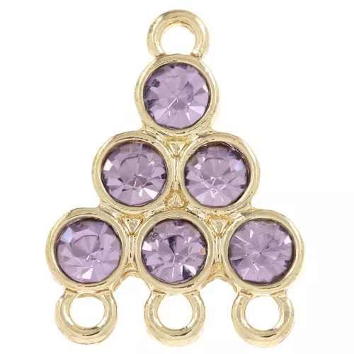 18x13.5mm Chandelier pendant with glass cabochons - Lilac - Gold x1