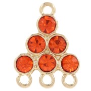 18x13.5mm Chandelier pendant with glass cabochons - Hyacinth - Gold x1