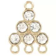 Pendentif chandelier 18x13.5 mm avec cabochons en verre - Crystal - Doré x1