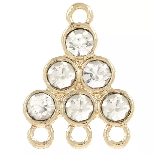 18x13.5mm Chandelier pendant with glass cabochons - Crystal - Gold x1