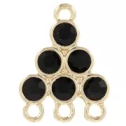 Pendentif chandelier 18x13.5 mm avec cabochons en verre - Noir - Doré x1