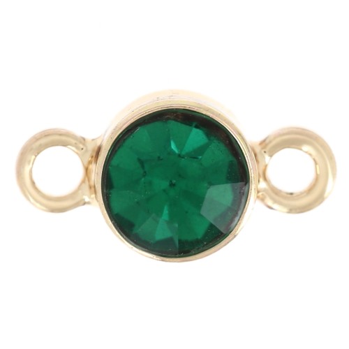 4mm faceted glass Spacers - Gold Tone - Emerald green x1