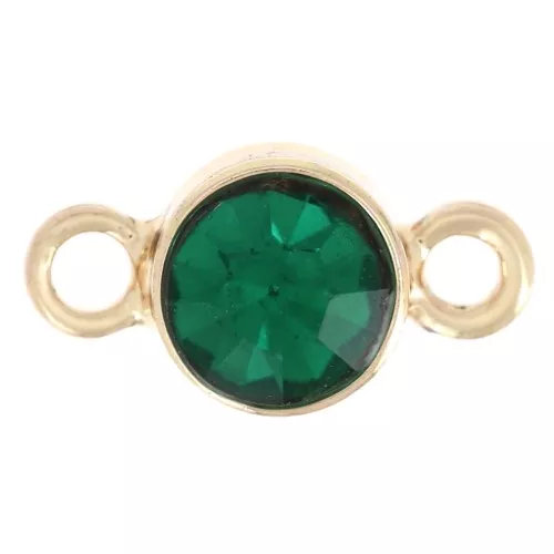 4mm faceted glass Spacers - Gold Tone - Emerald green x1