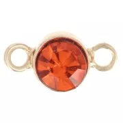 4mm faceted glass Spacers - Gold Tone - Orange x1