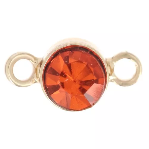 4mm faceted glass Spacers - Gold Tone - Orange x1