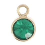 4 mm Round Faceted Glass Charm - Gold-Plated - Emerald Green x1
