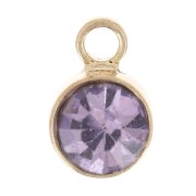 4mm Round faceted glass charm - Gold Tone - Lilac x1|raw }}