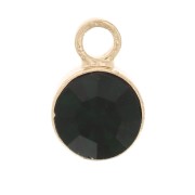 4mm Round faceted glass charm - Gold Tone - Emerald green x1|raw }}