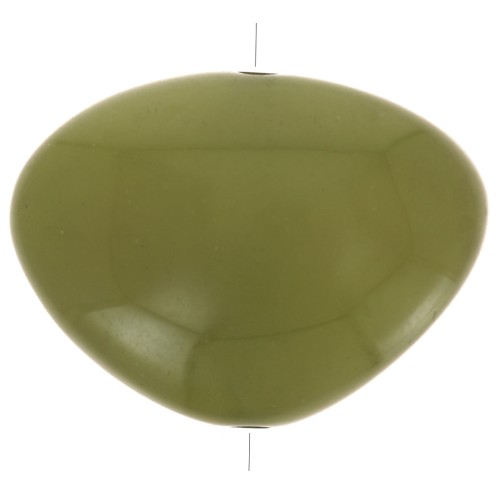 Flat irregular bead in opaque resin 20x27 mm Olive Green x1