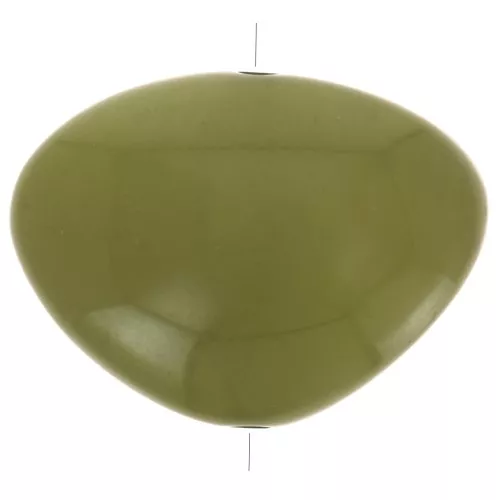Flat irregular bead in opaque resin 20x27 mm Olive Green x1