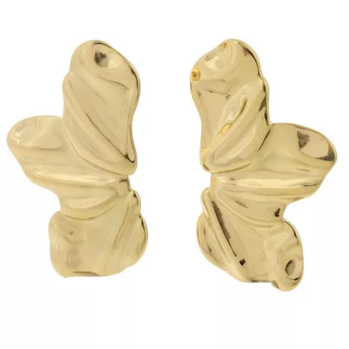 45x25mm 304L stainless steel Half-flower earrings pleated effect x2