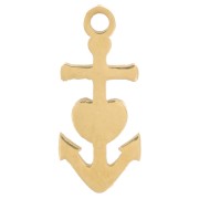 12x5mm Stainless steel 316L Charm anchor with rhinestones - Gold x1