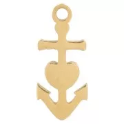 12x5mm Stainless steel 316L Charm anchor with rhinestones - Gold x1