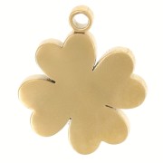 Ribbed clover charm, 12x9.5 mm, with rhinestones - Gold-plated 304 stainless steel x1