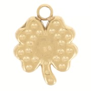 Mini Clover Charm 9x7 mm with rhinestones - 304 Gold Stainless Steel - Green x1