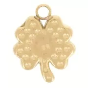 Mini Clover Charm 9x7 mm with rhinestones - 304 Gold Stainless Steel - Green x1