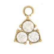 6.5x5mm 304L stainless steel Mini triangle charm with rhinestones - Gold x1|raw }}