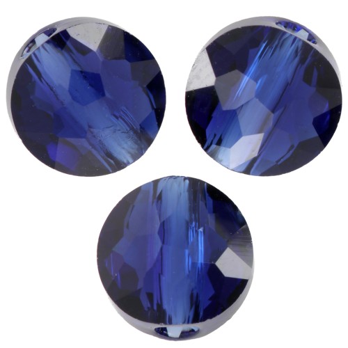 8mm Flat round bead - Thin Round PureCrystal 5034 - Reinvented Dark Sapphire x1