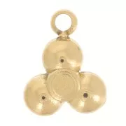 7.5x6mm 304L stainless steel Mini charm with 3 rhinestones - Gold x1