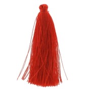 Pompon in silk imitation 63-66 mm Red x1