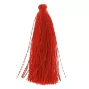 Pompon in silk imitation 63-66 mm Red x1