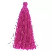 Pompon in silk imitation 65 mm Fuchsia x1