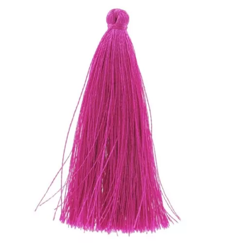 Pompon in silk imitation 65 mm Fuchsia x1