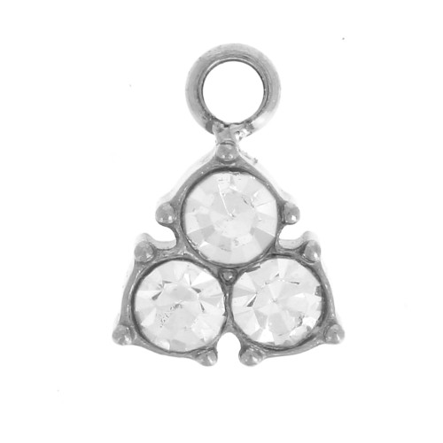 6.5x5mm 304L stainless steel Mini triangle charm with rhinestones x1