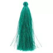 Pompon in silk imitation 63-66 mm Green Turquoise x1