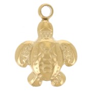 10x7.5mm 304L Stainless Steel Mini Turtle Charm - Gold x1