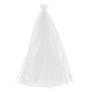 Pompon in silk imitation 63-66 mm white x1