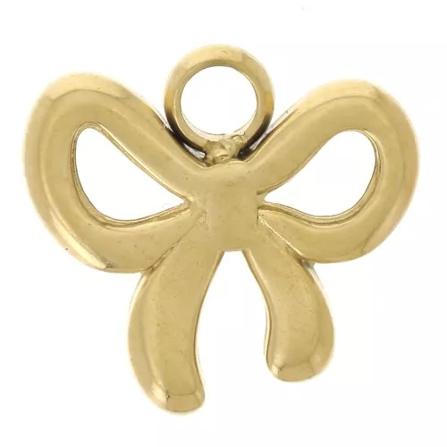 9x10mm 304L Stainless Steel Bow Charm - Gold x1