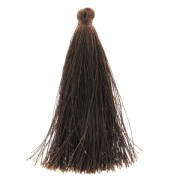 Pompon in silk imitation 63-66 mm brown x1