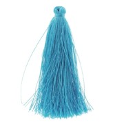 Pompon in silk imitation 63-66 mm Turquoise x1