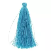Pompon in silk imitation 63-66 mm Turquoise x1