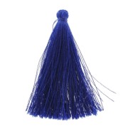 Pompon in silk imitation 63-66 mm Blue x1