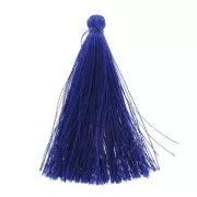 Pompon in silk imitation 63-66 mm Blue x1
