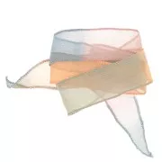 Ruban de soie 25 mm - Tie and dye - Camel - Kaki - Bleu x85cm