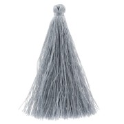 Pompon in silk imitation 63-66 mm Grey x1