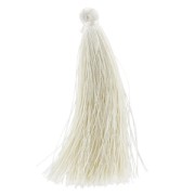 Pompon in silk imitation 63-66 mm Ivory x1