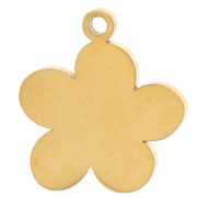 11mm Stainless steel 316L Flower charm with epoxy resin - Gold - Pink x1