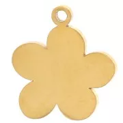 11mm Stainless steel 316L Flower charm with epoxy resin - Gold - Pink x1