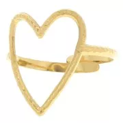 19x15mm 304L stainless steel Adjustable hammered heart ring - S. 52 to 58 x1