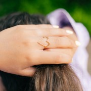 19x15mm 304L stainless steel Adjustable hammered heart ring - S. 52 to 58 x1